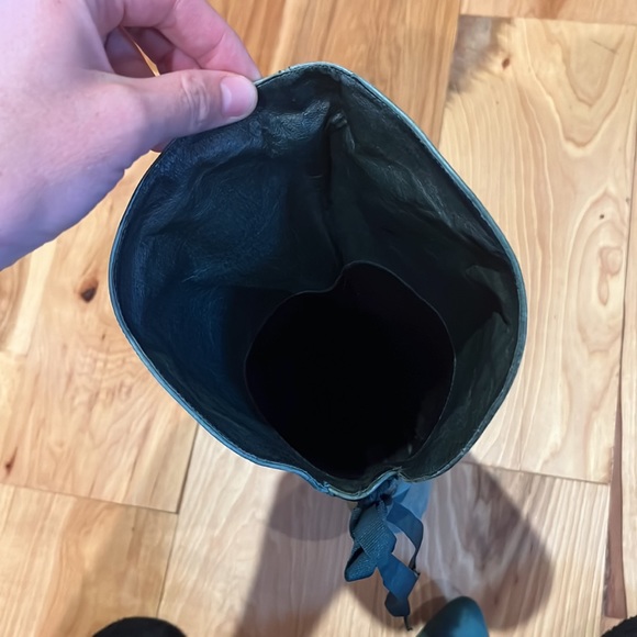 Women’s Knee-High Lace Up Kitten Heel Boots green amazing real leather - Picture 11 of 13